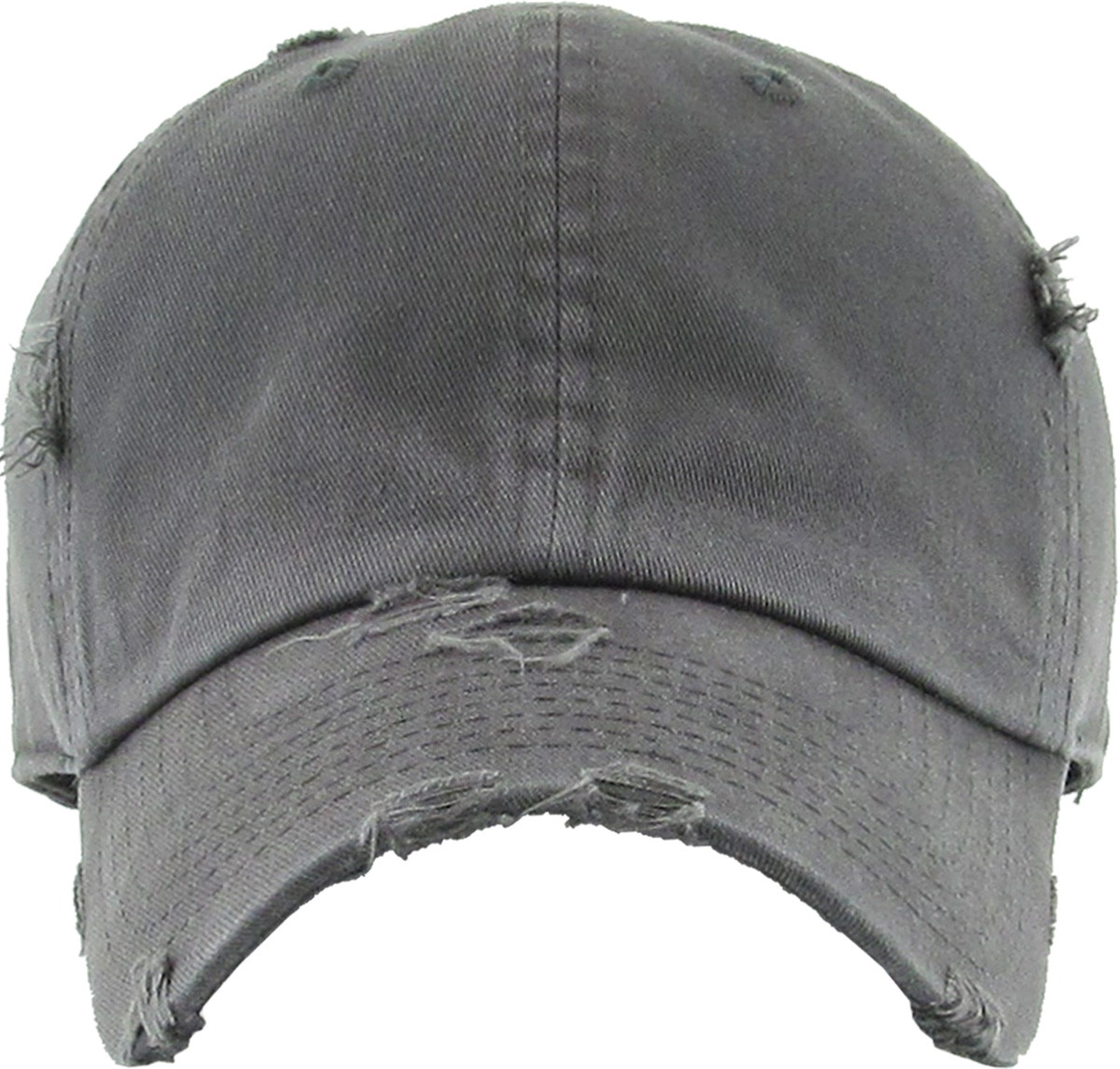 Dark Gray Distressed Vintage Baseball Cap Front View